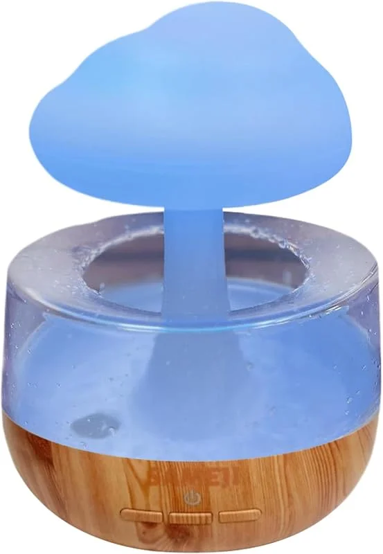Humidificador de água, humidificador de chuva, humidificadores de 400 ml para quarto com luzes LED reguláveis, humidade de ruído para sala de estar