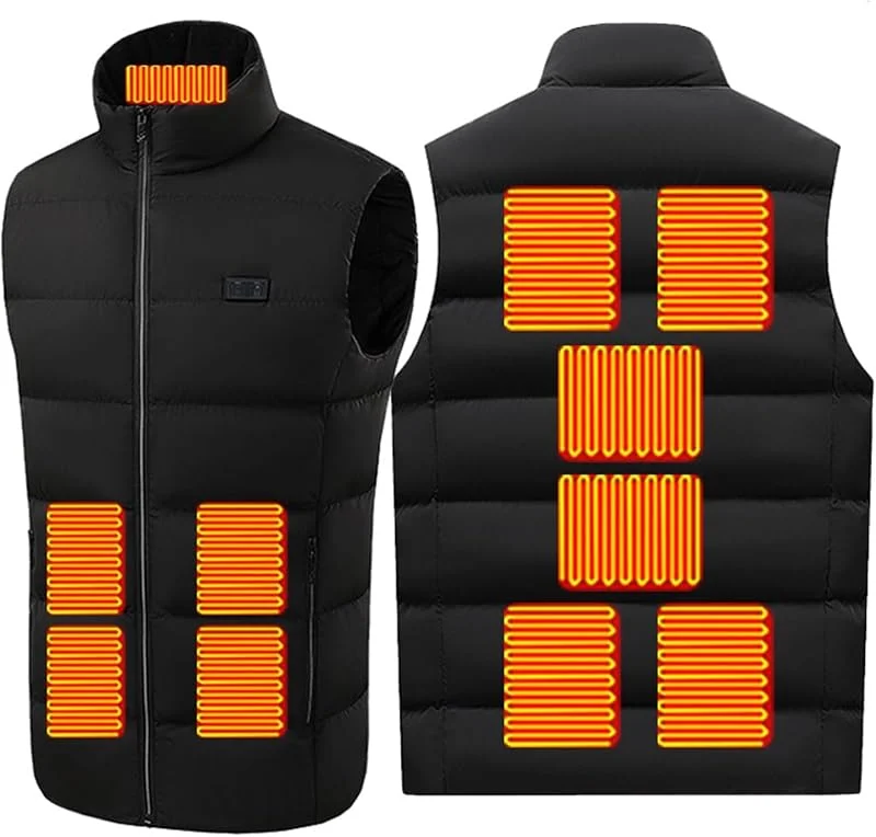 Chaleco calefactable eléctrico Inteligente Mejorado con 11 Zonas de Calor. Chaqueta calefactable Ligera for Camping y Actividades al Aire Libre (batería no incluida).(Noir, 2XL(67.5-75kg)) — Cozinha e lar