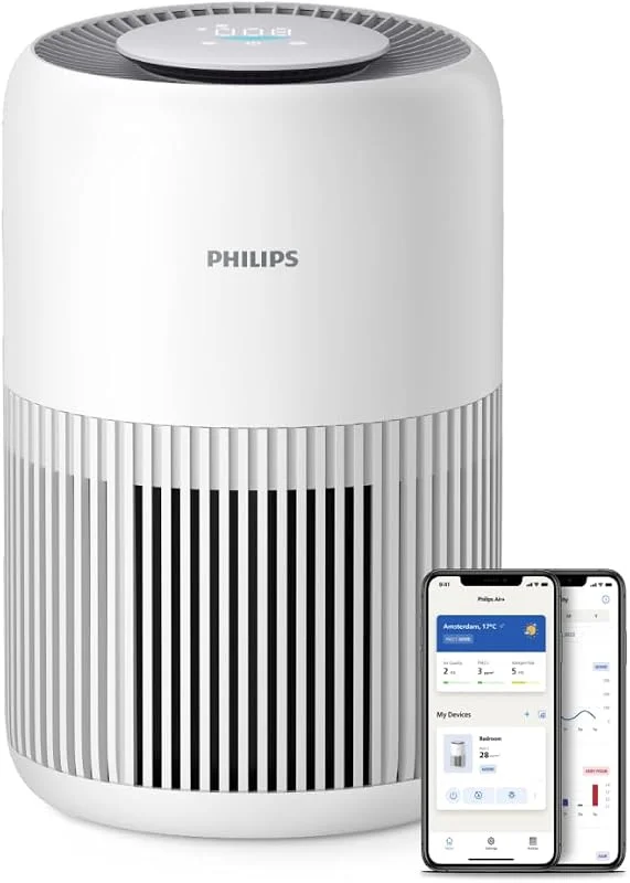 Philips 900 Purificador de Aire HEPA, 65 m², Ultrasilencioso 20dB*, Blanco — Humidificador