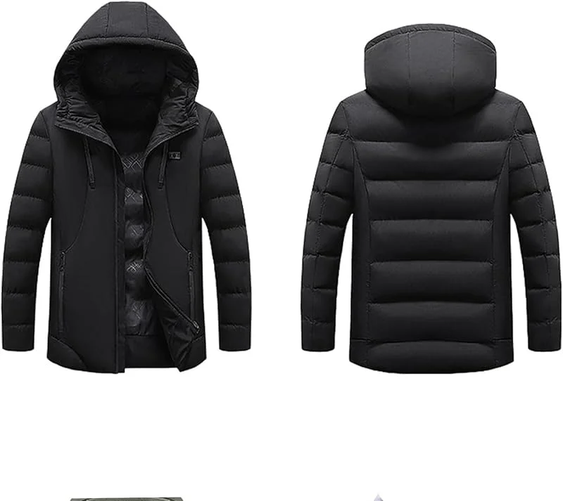 Abrigo de algodón con calefacción Inteligente, Chaqueta calefactora con Capucha for Exteriores, Abrigo Calefactor eléctrico for Hombres, Abrigo Calefactor, Chaqueta térmica(M) — Roupa aquecida