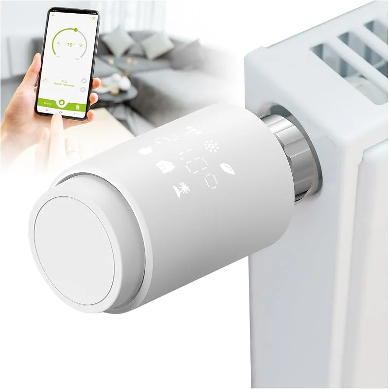 Olympia HT-02Y Termostato inteligente WiFi, Termostato de radiador inteligente com aplicação Tuya, Alexa e Google, fácil instalação e programável, Termostato de aquecimento, confortável e eficiente