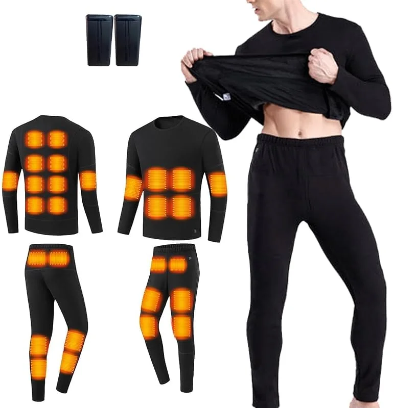 Ropa Interior térmica for Hombre con batería Externa y 28 Zonas de calefacción for Deportes al Aire Libre.(Noir, XL) — Roupa aquecida