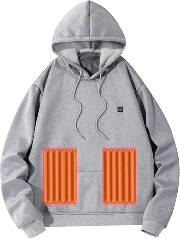 Sudadera con Capucha Calefactable USB para Hombre, 7 Zonas de Calor, Ropa Térmica Elástica para Actividades al Aire Libre en Invierno — Roupa aquecida