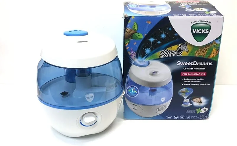 Vicks Sweet Dreams Cool Mist Humidifier com projetor de imagem - Para crianças bedrooms and babies nurseries - Rooms up to 35 m2 - Essential oil pad incluído - Tecnologia ultrasónica silenciosa — Humidificador