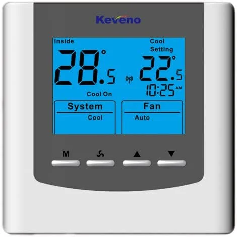 Termostato de habitación VAV111A configurado con control de salida flotante único (Tristate, 3 posiciones) para válvula de calefacción, enfriamiento alimentado por CA, CC 24V — Aquecimento