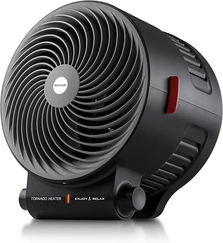 MACOM Enjoy & Relax 938 Tornado Heater potente termoventilador de 2000 W, termóstato ambiente, dispositivo de segurança anti-capotagem, tempo de aquecimento reduzido a 35% graças ao ventilador Vortex