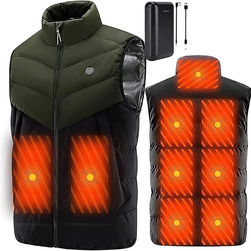 Chaleco Calefactable con Batería De 10000 Mah para Hombre, Chaleco Calefactor Eléctrico, Chaleco Calentador Corporal De 9 Zonas De Calefacción, Ropa De Abrigo Calefactada Eléctri, B, 6XL — Roupa aquecida