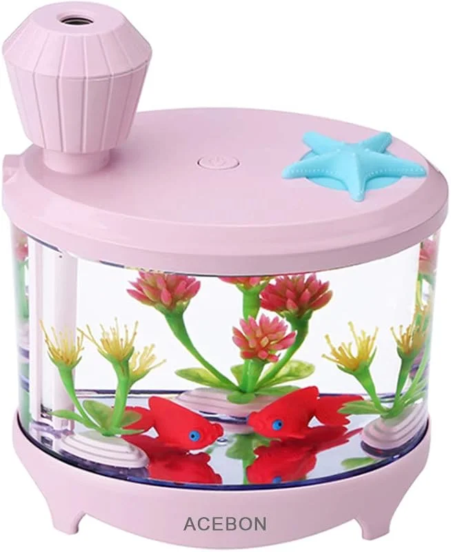 Humidificador de 460 ml, umidificadores ultrassônicos de ar, humidificadores para quarto de bebé, desligamento automático e função de luz noturna (rosa)