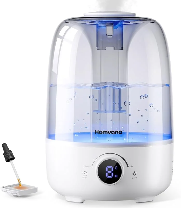 Homvana Top-Fill Humidificador para bebés Mocosy Tos, Cool Mist(4 L, branco