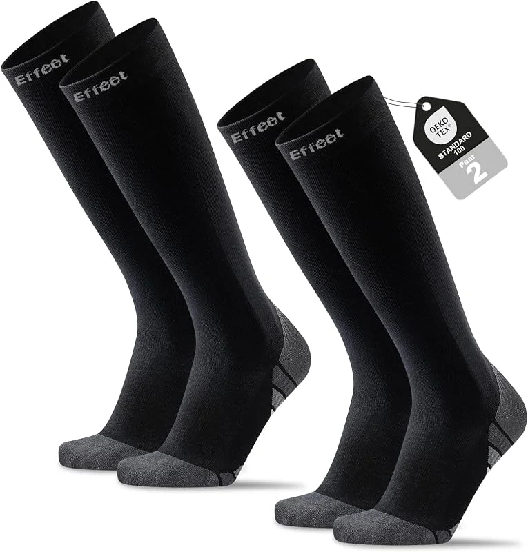2 pares meias de compressão mulher homem 20-30 mmHg - meias compressão para desporto voo viagem gravidez e trabalho de pé — Roupa aquecida