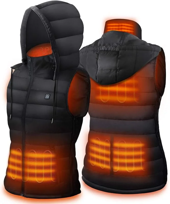 DR.PREPARE Heated Gilet, Unisex Winter Hooded Outerwear for Men Women, Lightweight USB Electric Clothing Vest with 3 Heating Levels, Adjustable Size (Battery Pack Not Included) — Cozinha e lar