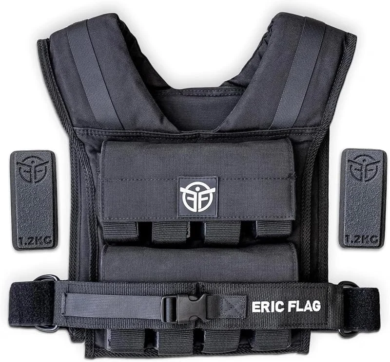 Eric Flag - Colete Lastrado 20kg ou 10kg, Peso Incluído, Colete de Peso para Treinamento Facilmente Ajustável, Adaptado a Cada Morfologia, Ideal para Crossfit, Fitness, Calisthenics, Running Homem e — Roupa aquecida