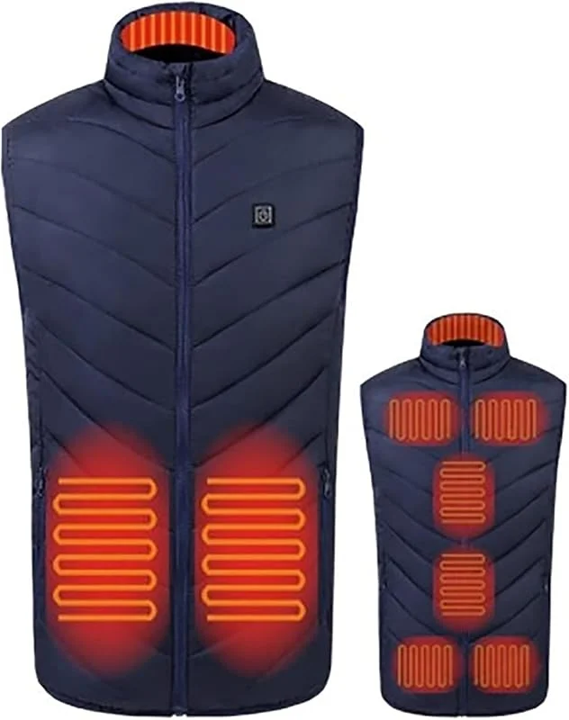 MU Colete quente, colete quente, para homem, vestido quente, lavável, 3 modos, temperatura, ajustável, casaco com aquecimento de inverno, não inclui bateria, azul, 6 X — Roupa aquecida