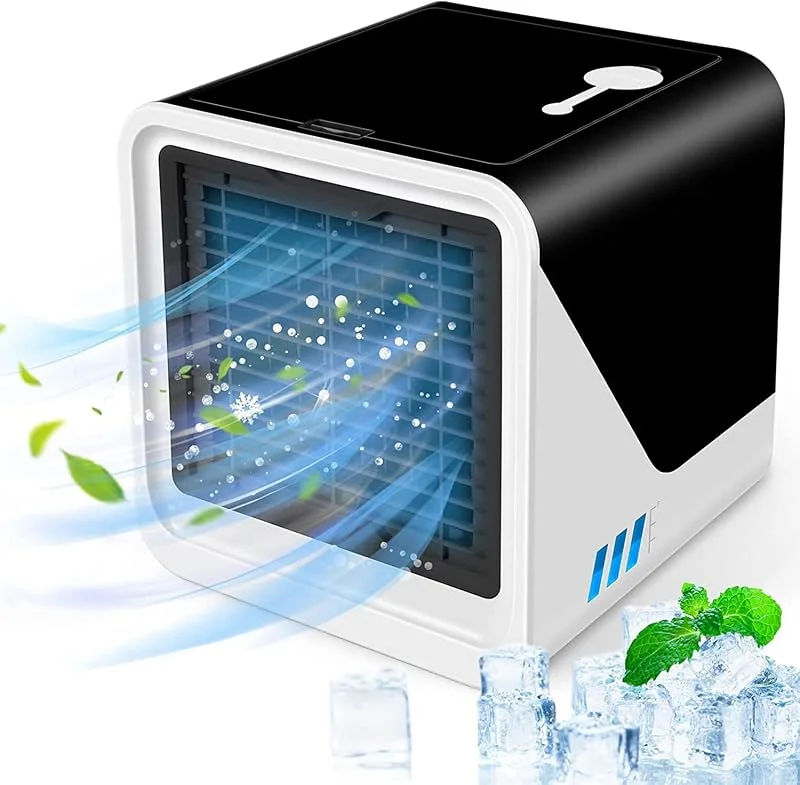 Enfriador de Aire, configuración de 3 velocidades, Ventilador portátil, humidificador de Aire Acondicionado móvil evaporativo con Tanque de Agua (Azul)