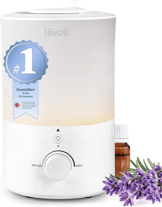 Levoit Humidificador para quarto, fácil enchimento superior, tanque de 3 litros para salas grandes, luz noturna suave, névoa fria ultrassónica rápida, difusor de óleo essencial, ideal para