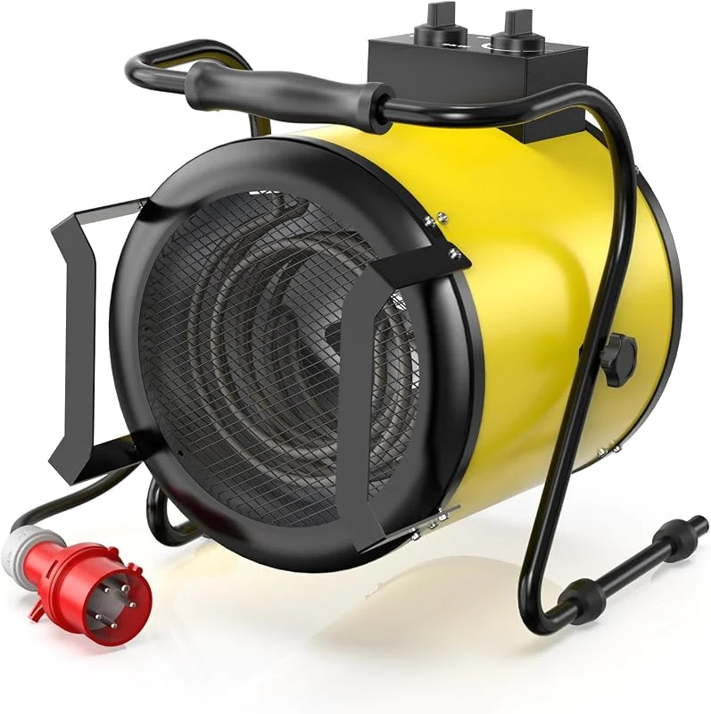 DAHTEC Aquecedor industrial de 9000 W - aquecedor de ar quente portátil, com ajuste de ângulo de 0 a 25 ° e termóstato - adequado para construção, garagem e estufa — Aquecimento