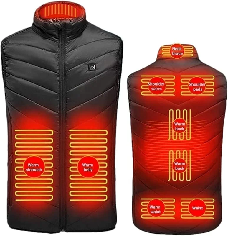 MU Chaleco calentado Chaleco calentado para hombre, lavable, 3 modos de temperatura ajustable, chaqueta calentada de invierno (no incluye batería) — Roupa aquecida