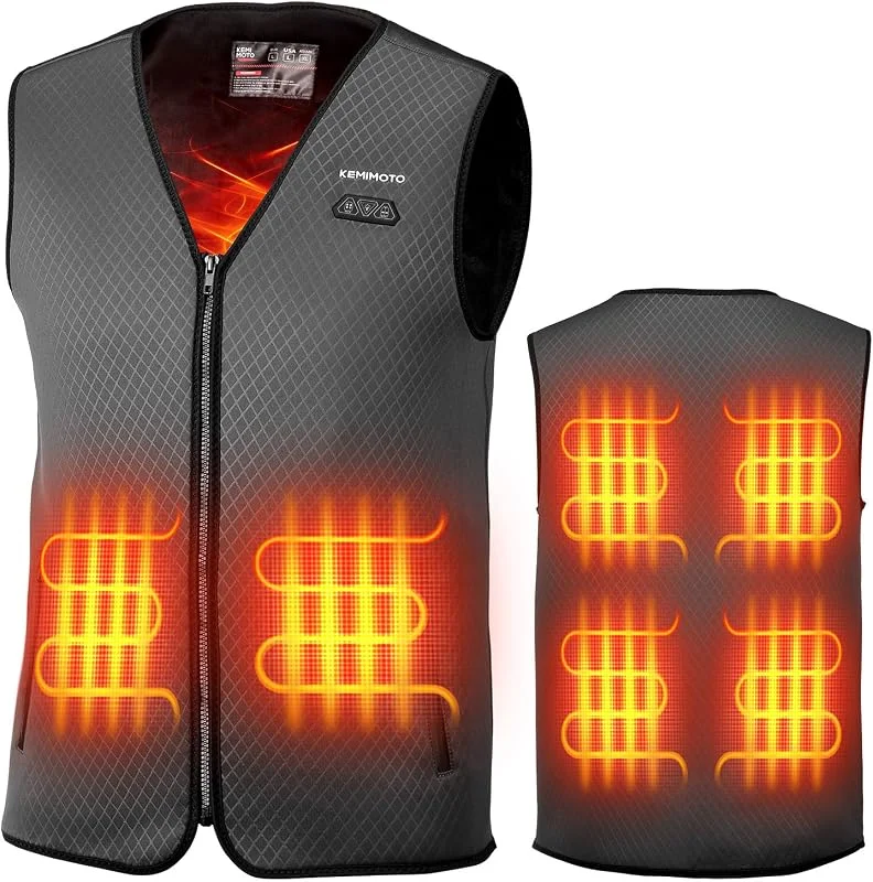 KEMIMOTO Colete térmico para homem, design leve, colete aquecedor, colete de caça com aquecimento, bateria não incluída, colete térmico elétrico — Cozinha e lar