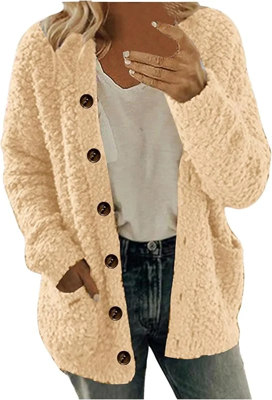 Abrigo Invierno, Abrigos Tejidos con Botones, suéteres Tejidos, Chaquetas Sueltas, Prendas Punto, suéteres cálidos (Caqui 3XL) — Cozinha e lar