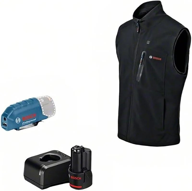 Bosch Professional Colete aquecido GHV 12 + 18 V XA (incl. adaptador de carregamento com USB GAA 12V-21 bateria GBA 12V 2.0Ah + carregador GAL 12V-20) - tamanho 3XL — Cozinha e lar