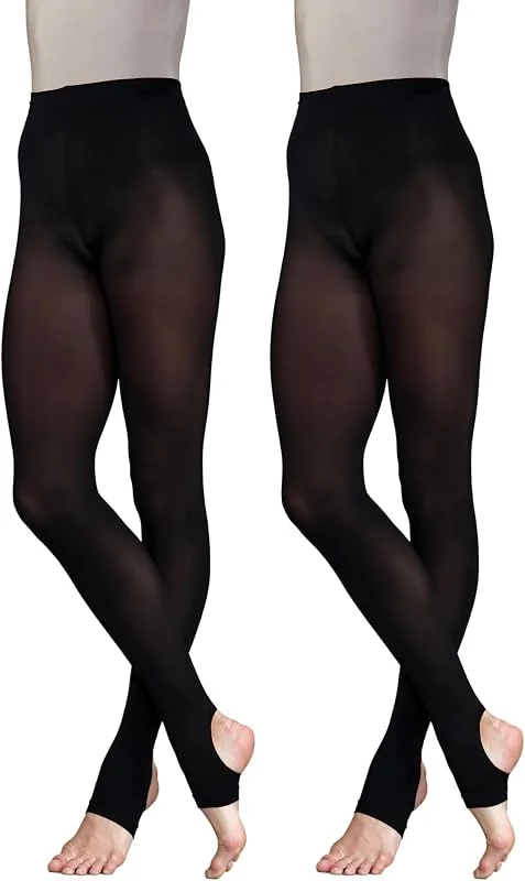 Silky Dance 2 pares de meias de dança com estribo com acabamento fosco, 60 denier, meias de jazz para meninas, meninos, adultos, mulheres, cor preto e marrom — Roupa aquecida