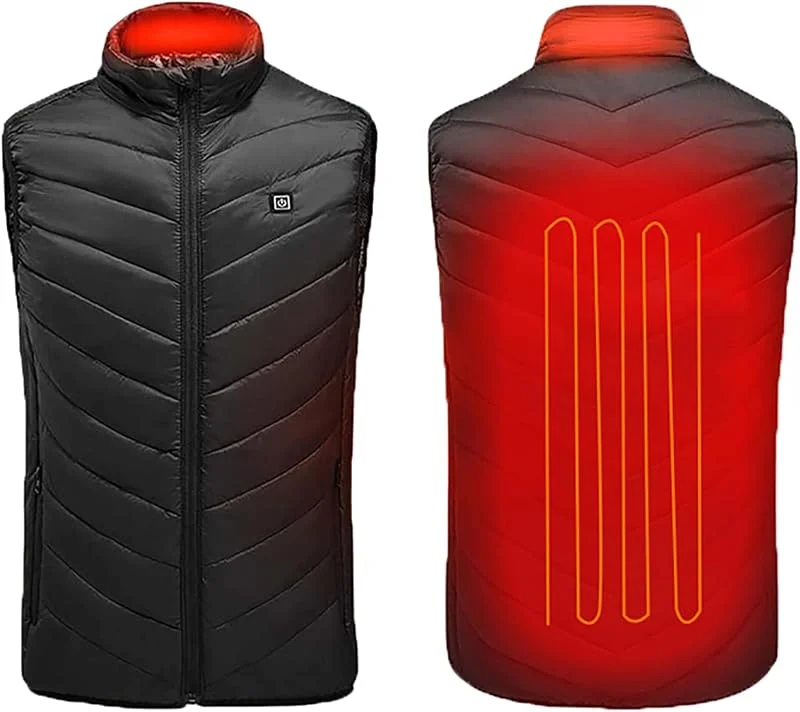 Colete aquecedor para homem e mulher, colete elétrico de penugem, colete aquecedor lavável ajustável, para pesca, viagens, mota — Cozinha e lar