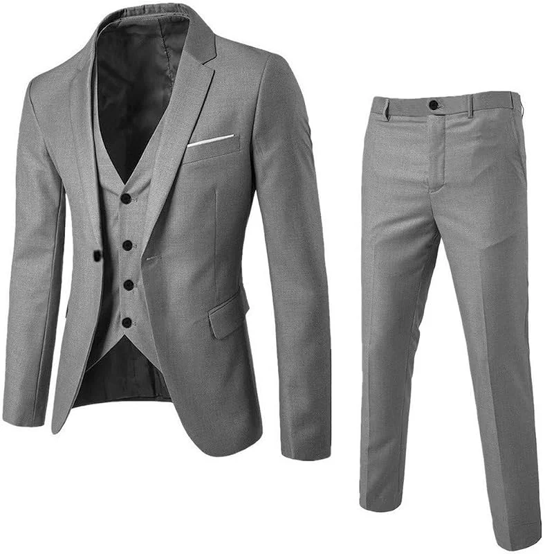 Generisch Elegante chaqueta de forro polar para hombre y abrigos con chaleco y pantalones para bodas y fiestas, ajuste delgado — Cozinha e lar