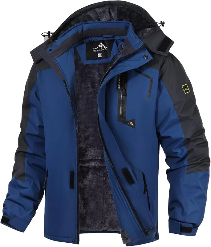 Homens casaco impermeável com capuz desmontável — Roupa aquecida