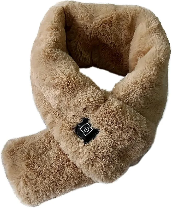 Bufanda eléctrica con calefacción, piel de conejo imitada para invierno, cálida y calefacción, bufanda de carga USB, 3 engranajes ajustable para el cuello, para hombres y mujeres, uso en — Roupa aquecida