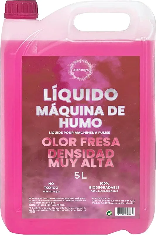 PLANTAWA Líquido Máquina de Humo Alta Densidad 5 L Aroma Fresa, Fluido para Máquina de Humo Profesional, Niebla Densa y Duradera, Ideal para Fiestas, Halloween y Eventos — Humidificador