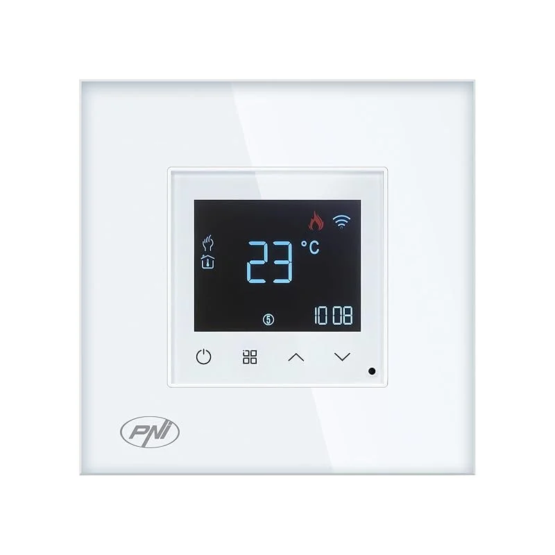 Termostato Inteligente PNI CT26W WiFi para Piso Radiante Elétrico ou Bomba de Calor, Sensor de Piso Incluído, Embutível, Controle Através da Aplicação Tuya Smart — Aquecimento