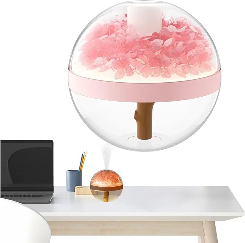Humidificador portátil, difusor de óleos recarregável, 270 ml recarregável USB com luz noturna, purificação de ar para casa viagens plantas e sala de estar