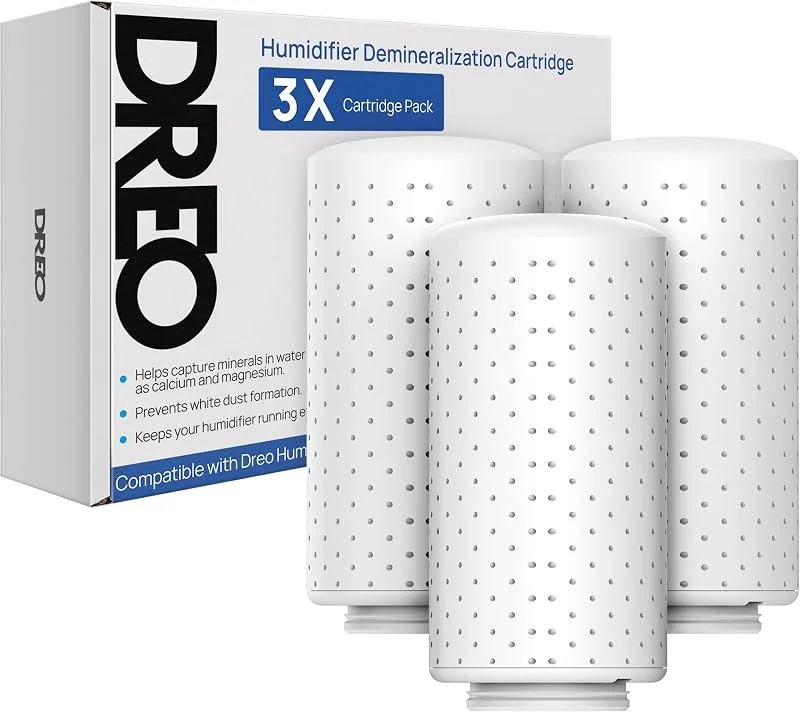 Dreo Embalagem de 3 cartuchos de desmineralização para humidificadores, compatível com humidificadores Dreo HM512S, 713, 713S, evita a acumulação de minerais, filtra água dura, elimina pó branco