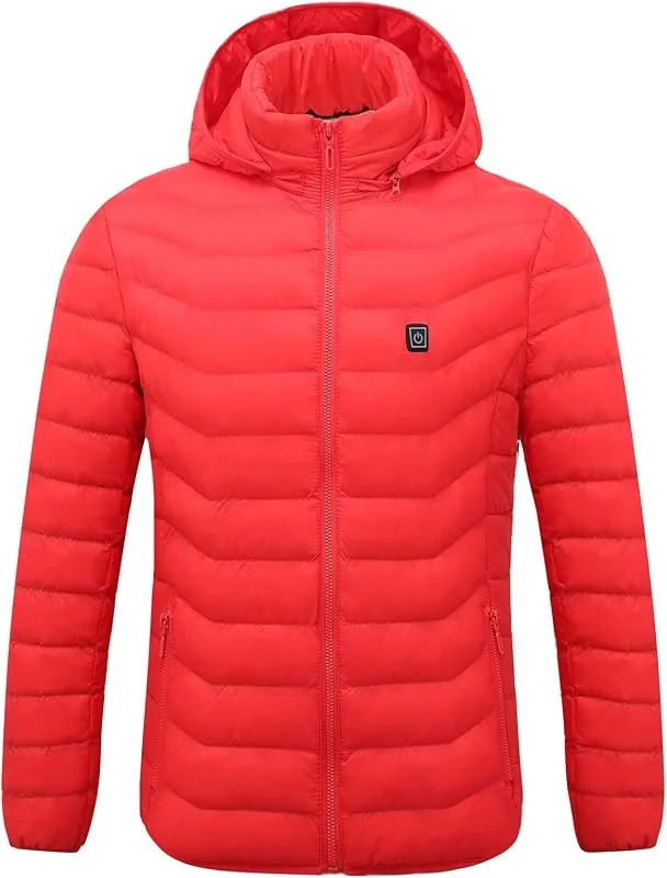 Chaqueta calefactable para Hombre, Abrigo con Capucha calefactable, Ropa Abrigo calefactora, Chaqueta con Capucha eléctrica 8 Zonas calefacción (Rojo L) — Cozinha e lar