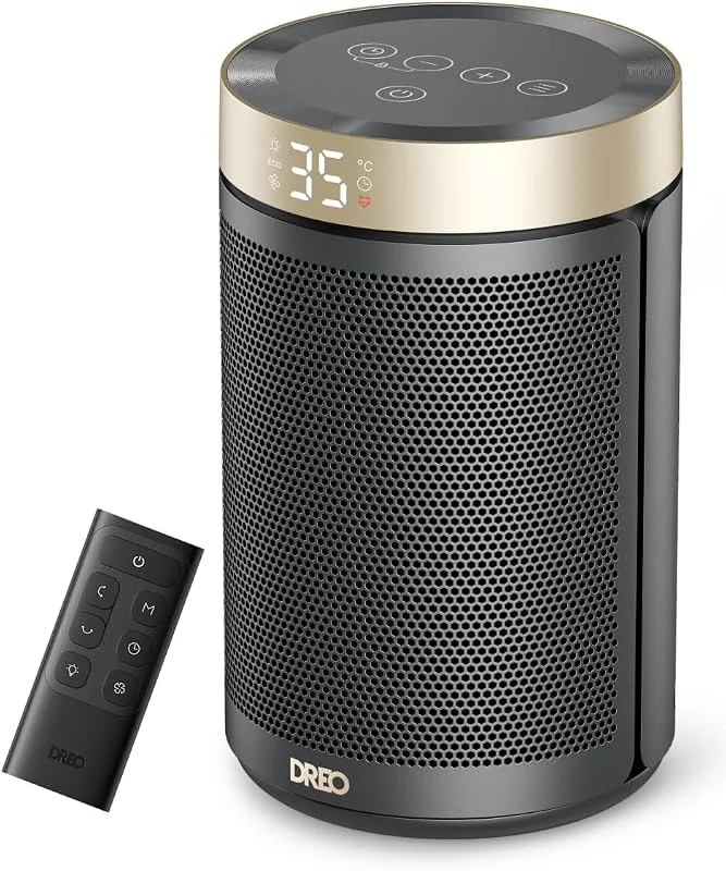 Dreo Calefactor Bajo Consumo Cerámico, con Termostato Portátil, Temporizador 12H, Modo Eco y Ventilador, 1500W PTC Rápido y Seguro para Oficina, Dormitorio y Casa — Aquecimento