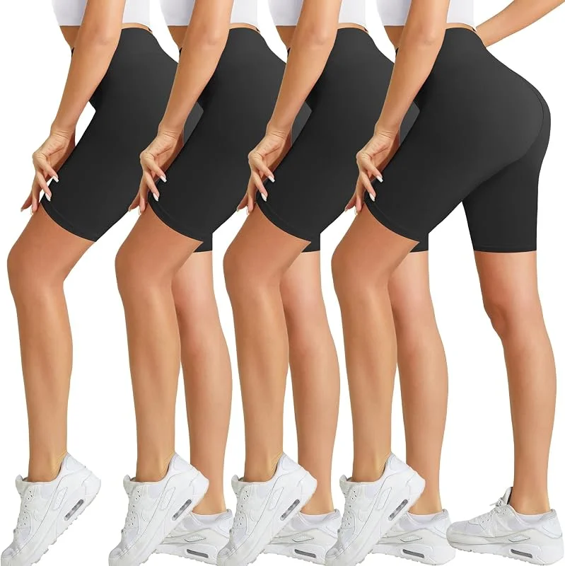 Natural Feelings Buttercloud, embalagem de 4 calções de ciclismo para mulher, cintura alta, controlo de abdómen, para treino, ginásio, ioga — Roupa aquecida