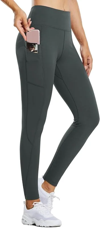 BALEAF Leggings térmicas mulher inverno impermeável leggings desportivas calças térmicas quentes calças caminhadas cintura alta malha desporto mulher com bolsos — Roupa aquecida