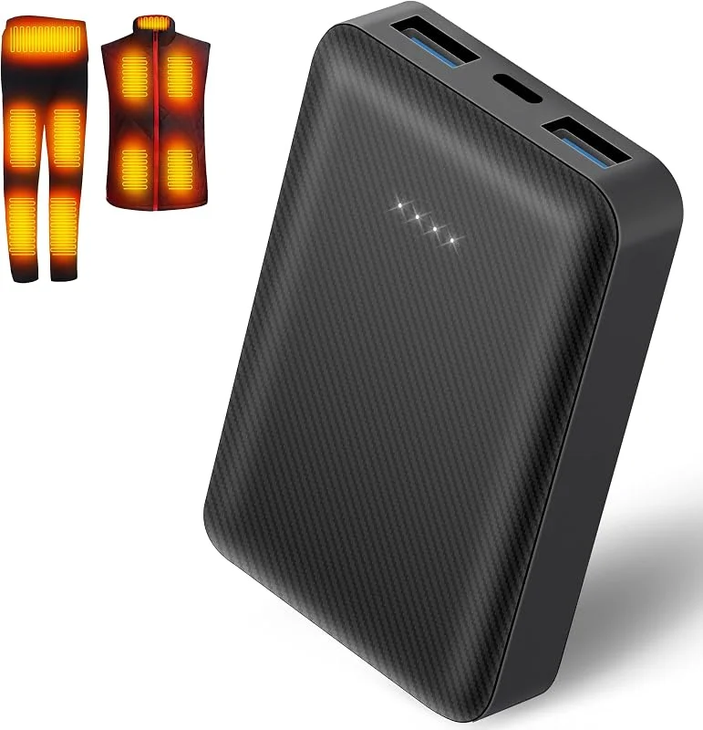 CYCYHEAT Bateria externa de 10000 mAh para colete, casaco, calças e roupa interior de aquecimento, USB 5V2A, bateria de substituição para roupa aquecida (porta USB 5V2A 10000 mAh) — Cozinha e lar