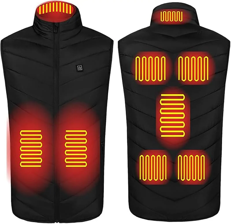 Colete aquecível para homens e mulheres, colete aquecedor USB elétrico, coletes térmicos exteriores com 3 níveis de temperatura, para esqui, campismo, ciclismo — Cozinha e lar